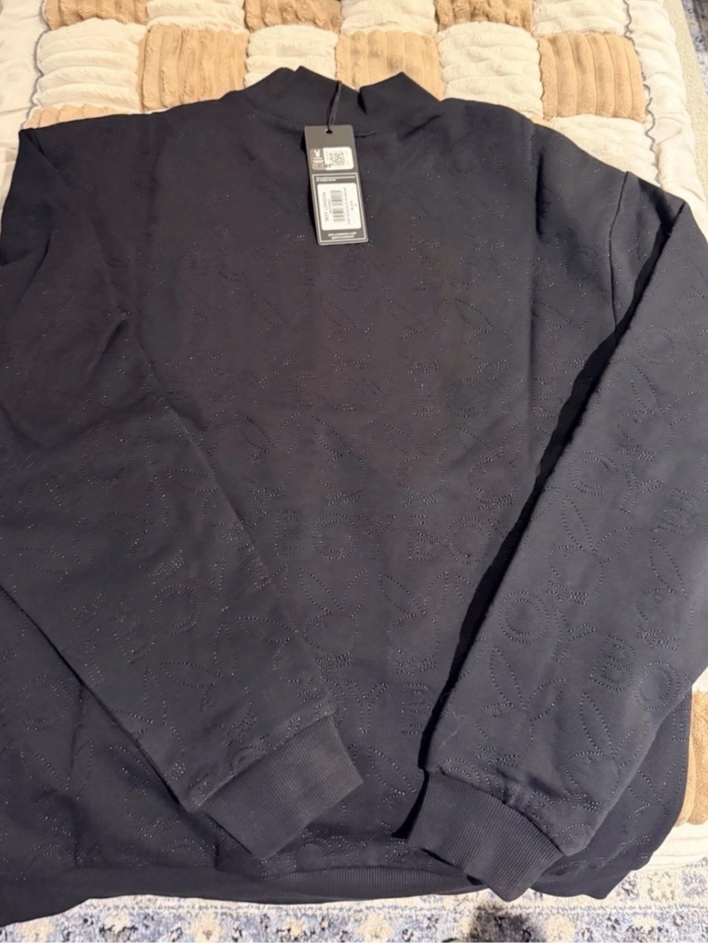 Men's Black Embossed Crewneck Sweatshirt